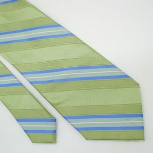 Joseph Abboud Green Blue Striped Woven Silk Tie‎
